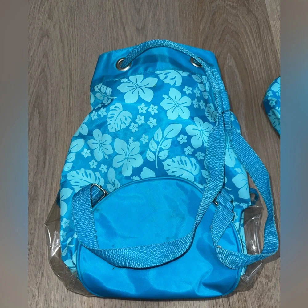 Y2K Blue Floral Beach Backpack